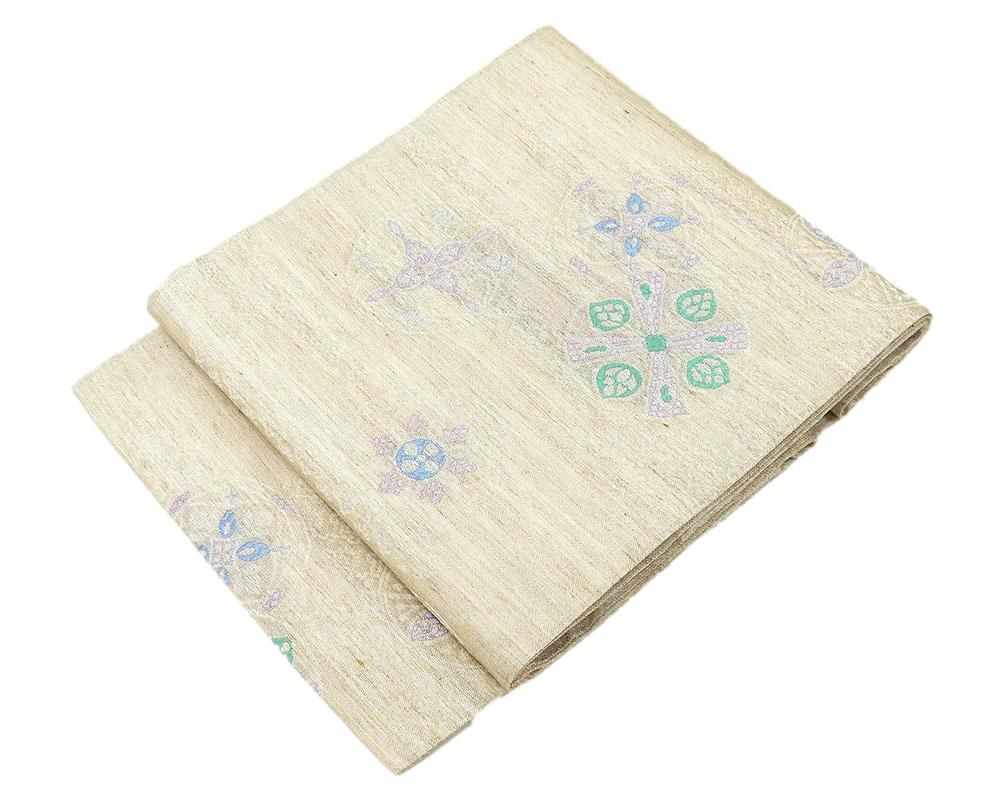 夏物 名古屋帯 新品仕立済 正絹 夏物 沢本織物謹製 幾何模様 紗紬名古屋帯 新品 仕立て上がり y2607