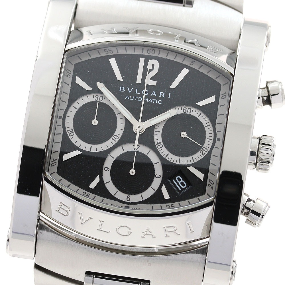 ブルガリ BVLGARI AA48SCH アショーマ クロノグラフ 自動巻き メンズ 箱・保証書付き_894346【中古】