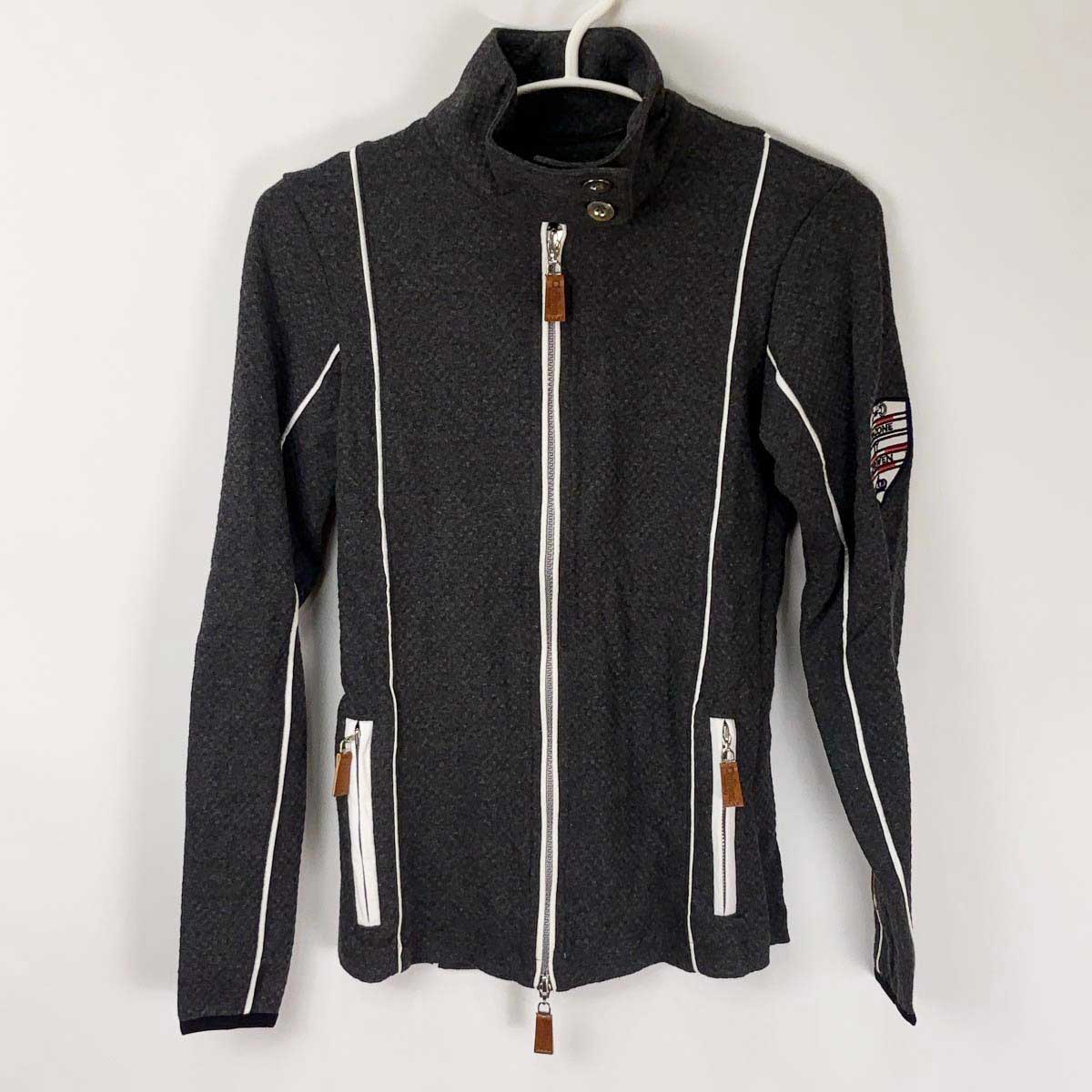 【中古・未使用品】Chriwen クリューベン Dark Diamond ジップアップ セーター S グレー レディース 乗馬 馬術