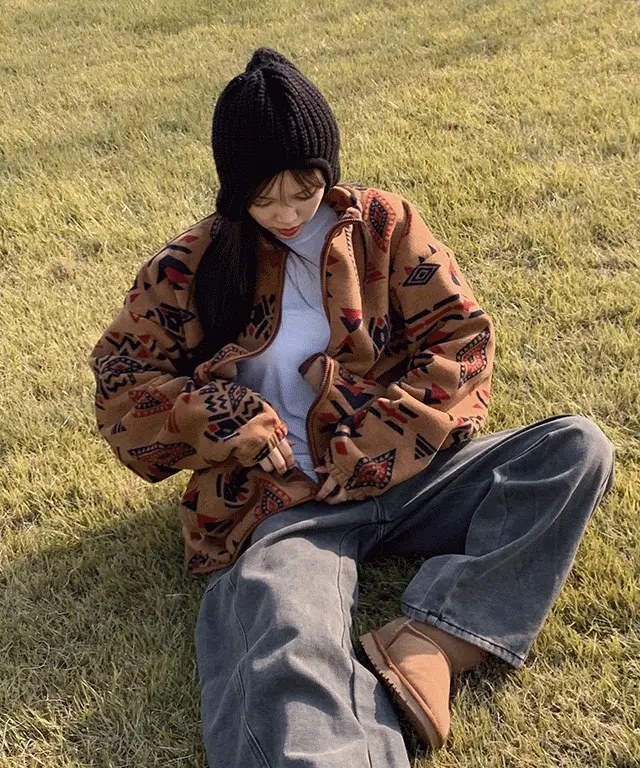 キャンプ オーバーフィット フリース ジップアップ - 2color