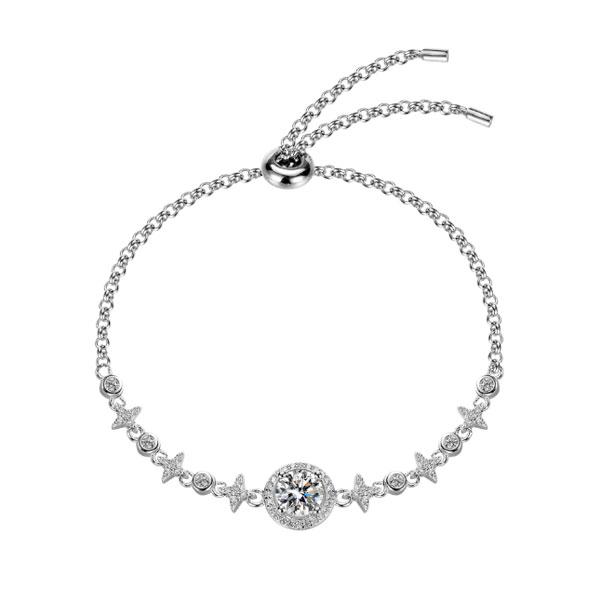 モアサナイト 星屑 チャーム チェーン ブレスレット レディース アクセサリー モアッサナイト バングル シルバー925 腕輪 プレゼント