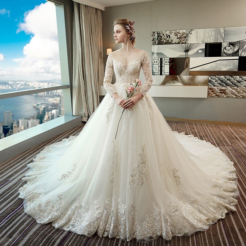 マタニティドレス 長袖 ロングドレス 二次会 花嫁 ウエディングドレス 安い ウェディングドレス 結 20,795円