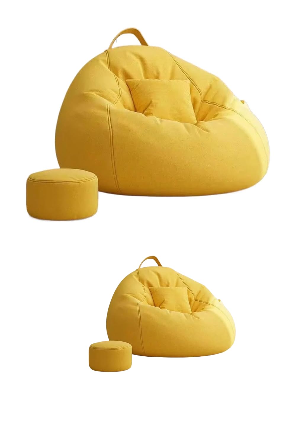 VoyageView軽量ビーンバッグクッション怠惰なソファフロアシート大人と子供に適しています取り外し可能なカバー移動と清掃が簡単 (イエロー オーバーサイズ【身長155-168cm】)