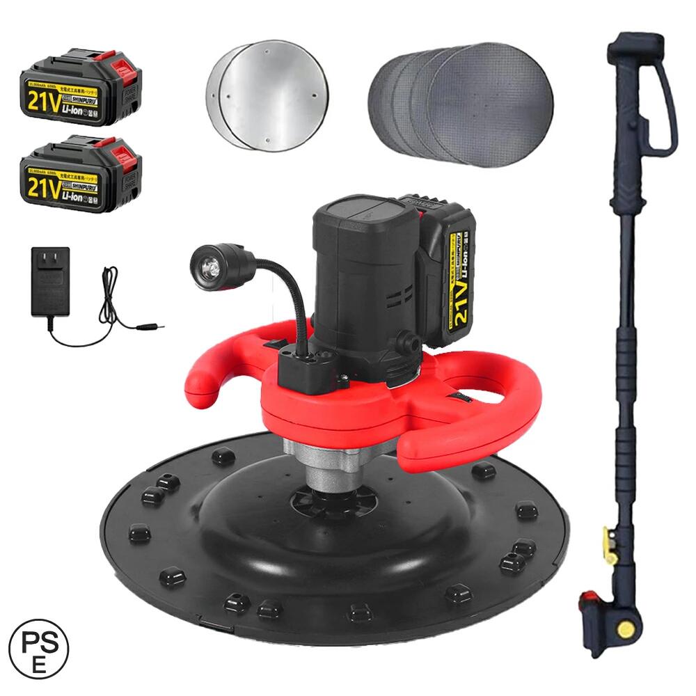 【2025進化版 延長バー付き】トロウェル 充電式トロウェル 電動 充電式 コードレス 長いポール ウォールサンダ セメント ポリッシャー 電動ホムラ コンクリート研磨機 6速調整 直径38CM 土間