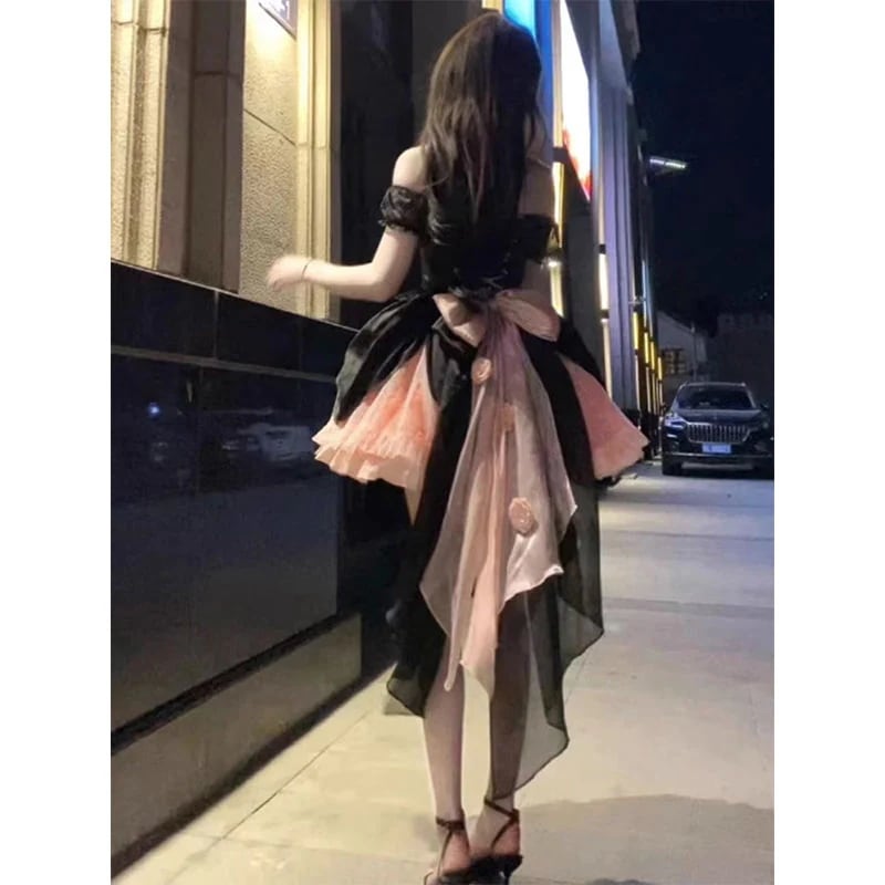 コスプレ 黒ピンクローズロリータワンピース花嫁洋装ロリータ 6,231円