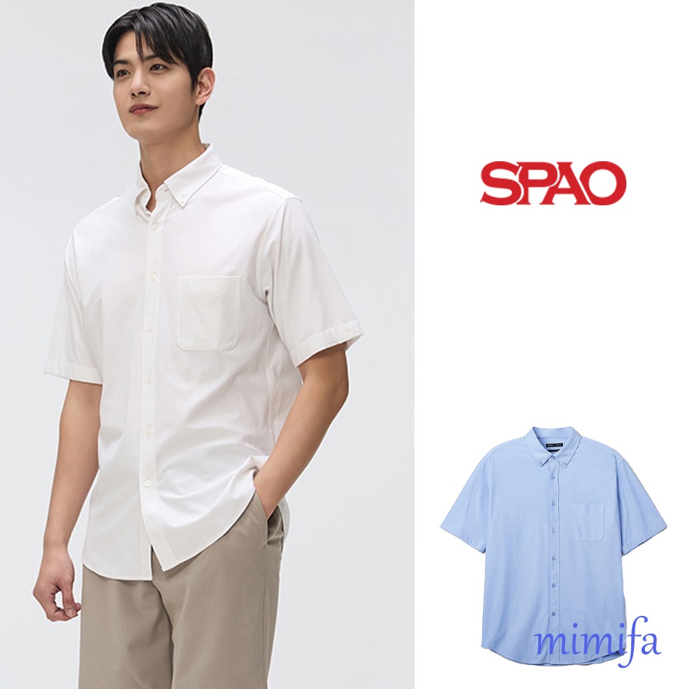 [SPAO] Jersey Short Sleeve Dress Shirt (Burtondown)