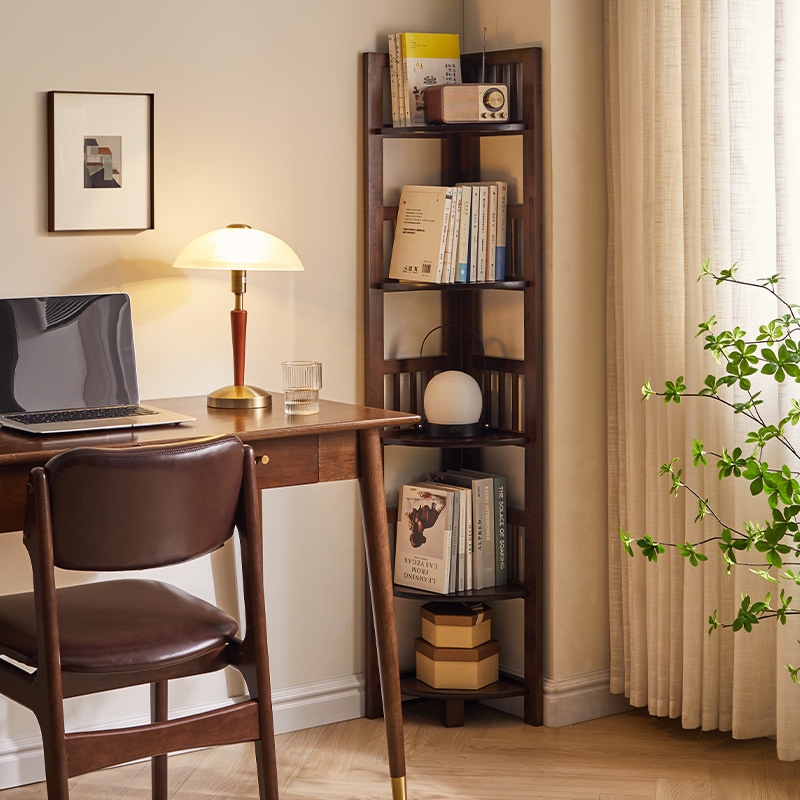 ホームソリッドウッドコーナーブックシェルブシェルフトライアングラーストレージ垂直本棚コーナーコーナーストレージラックコーナーブックシェルブ
