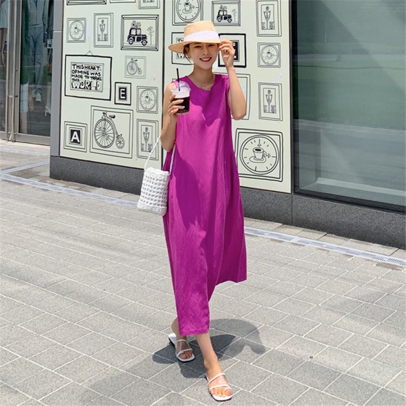 ワンピース デート フレアワンピース ワンピドレス ロング丈 ミディアム丈 袖なし ノースリーブ ラウンドネック 襟なし フレア Aライン かわいい 大人可愛い きれいめ シンプル カジュアル 上品