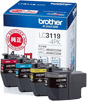 ブラザー工業 【brother純正】インクカートリッジ4色パック(大容量) LC3119-4PK 対応型番:MFC-J6983CDWMFC-J6583CDWMFC-J5630CDW 他