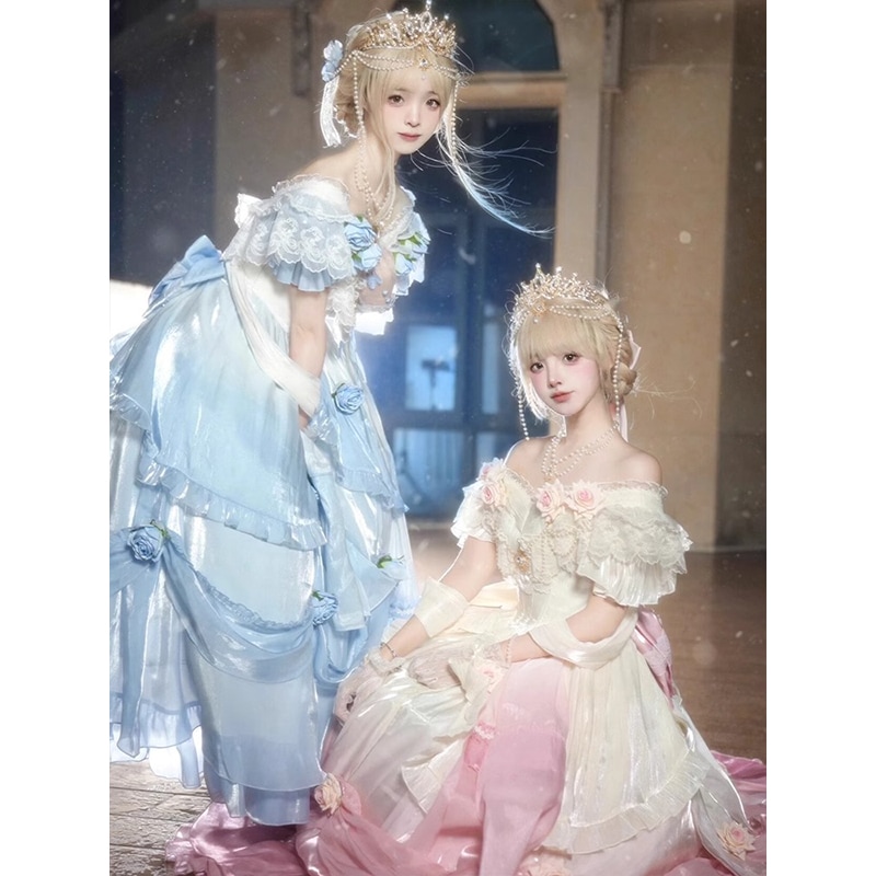 プリンセスドレス ロリータ 妖精 ロングドレス エレガント ロリータ セレモニー 重工業 プリンセスドレス