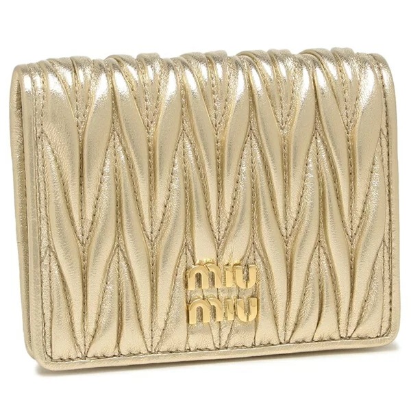 二つ折り財布 マテラッセ ゴールド MIU MIU 5MV204 AFPP F0846