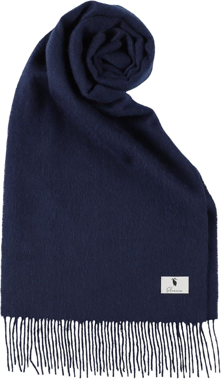 エレンシア カシミヤ １００％ マフラー レディース メンズ 無地 全９色(ネイビー)
