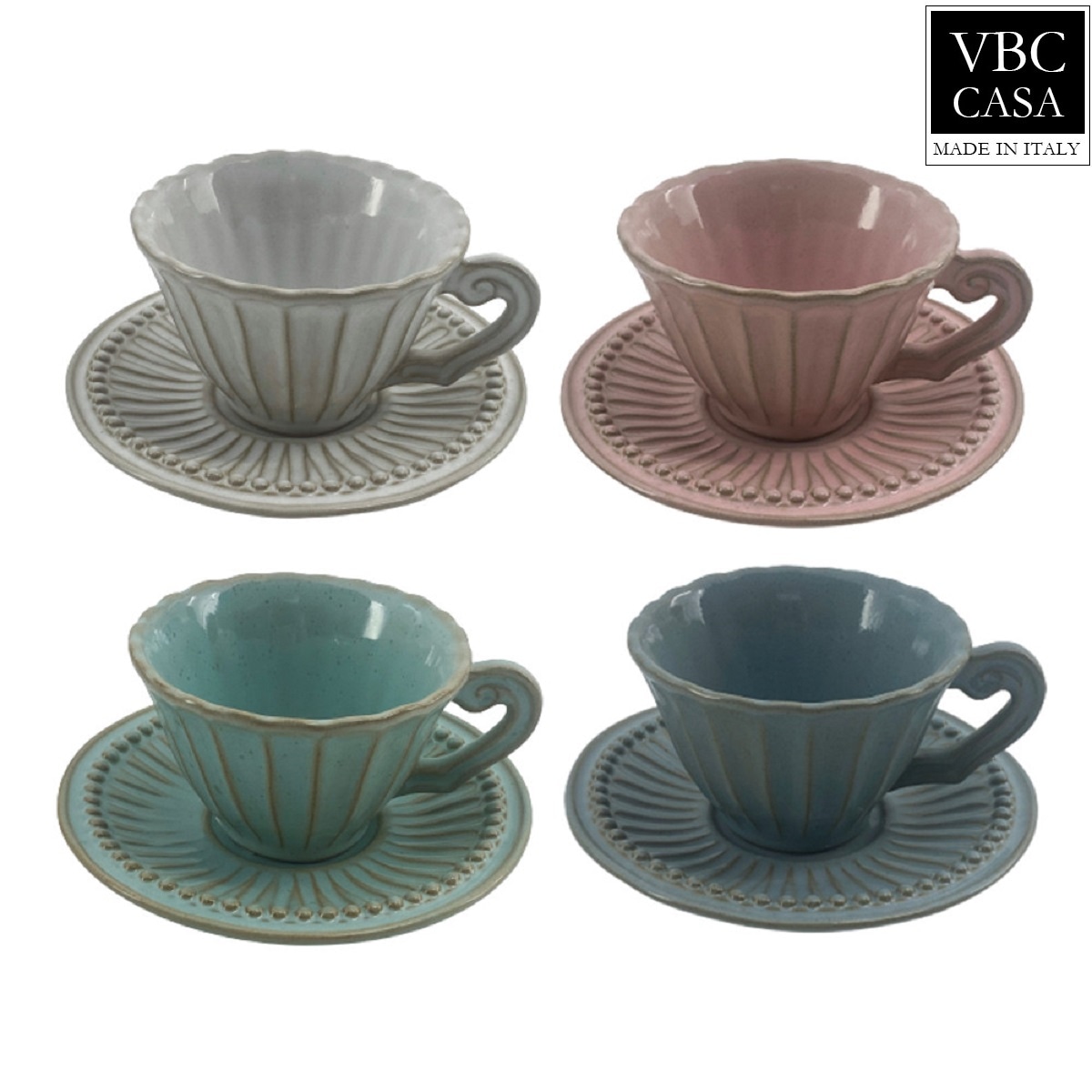 [VBC CASA]Fondaco striped tea cup + saucer 4色 韓国人気 家の贈り物 誕生日プレゼント キッチン用品