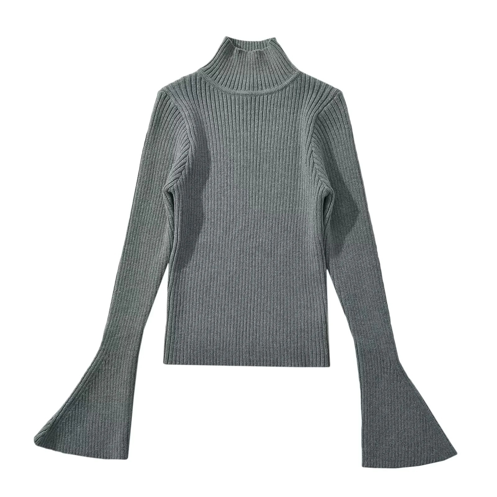 トップス ニットソー 長袖 ベルスリーブ タートルネック プルオーバー ショート丈 タイト かわいい 大人可愛い きれいめ シンプル 上品 おしゃれ かっこいい カジュアル こなれ感 個性的 主役級 5,382円