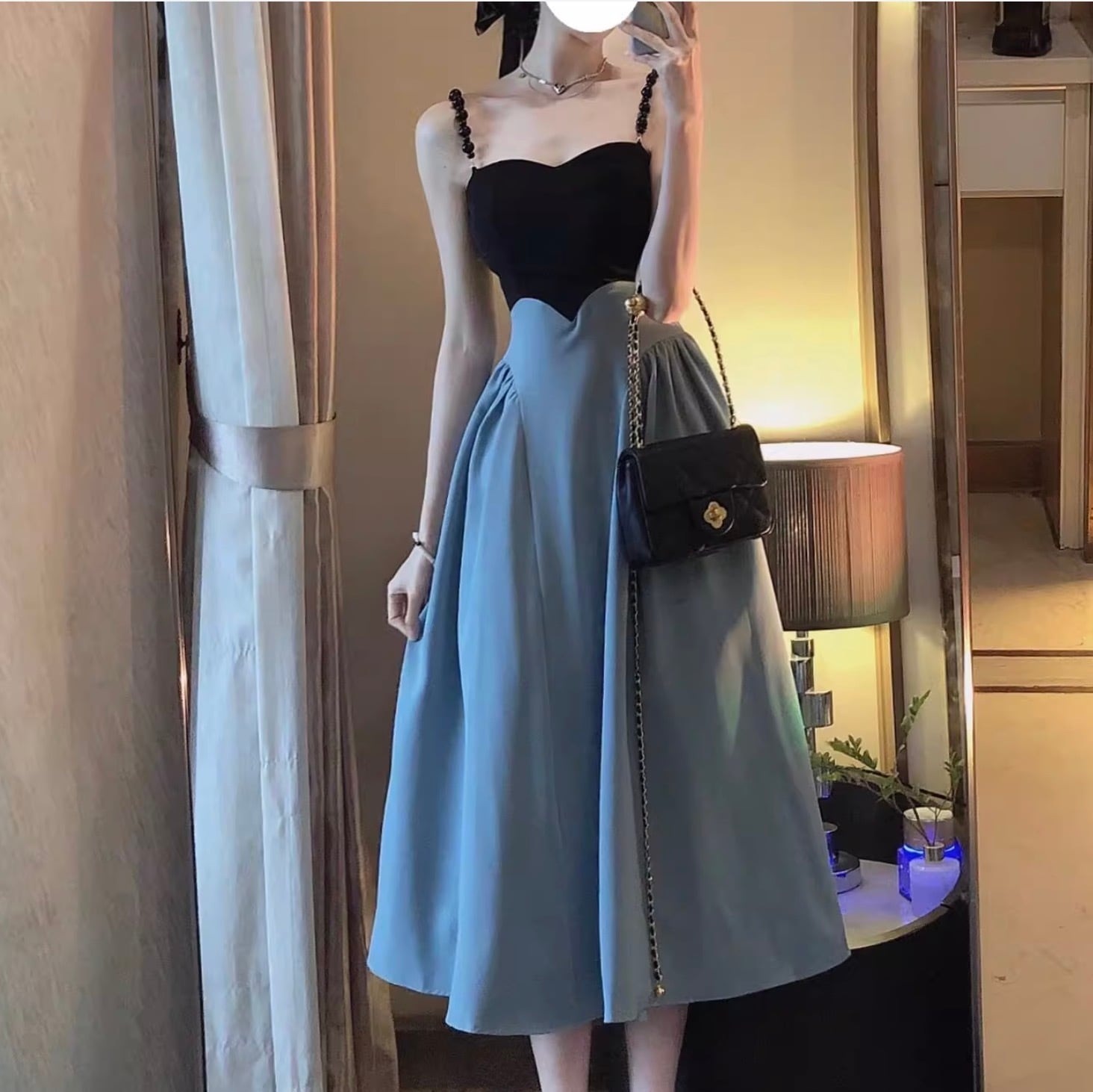 レディース ワンピース デート ワンピドレス キャミソールワンピース ロング ロング丈 袖なし ノースリーブ Vネック 襟なし フレア 細身 切り替えデザイン ウエストマーク かわいい 大人可愛い