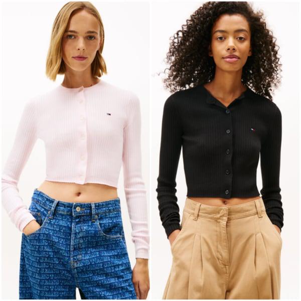 女性クロップリブカーディガンT32G0KCD12TWT1 TOMMY JEANS