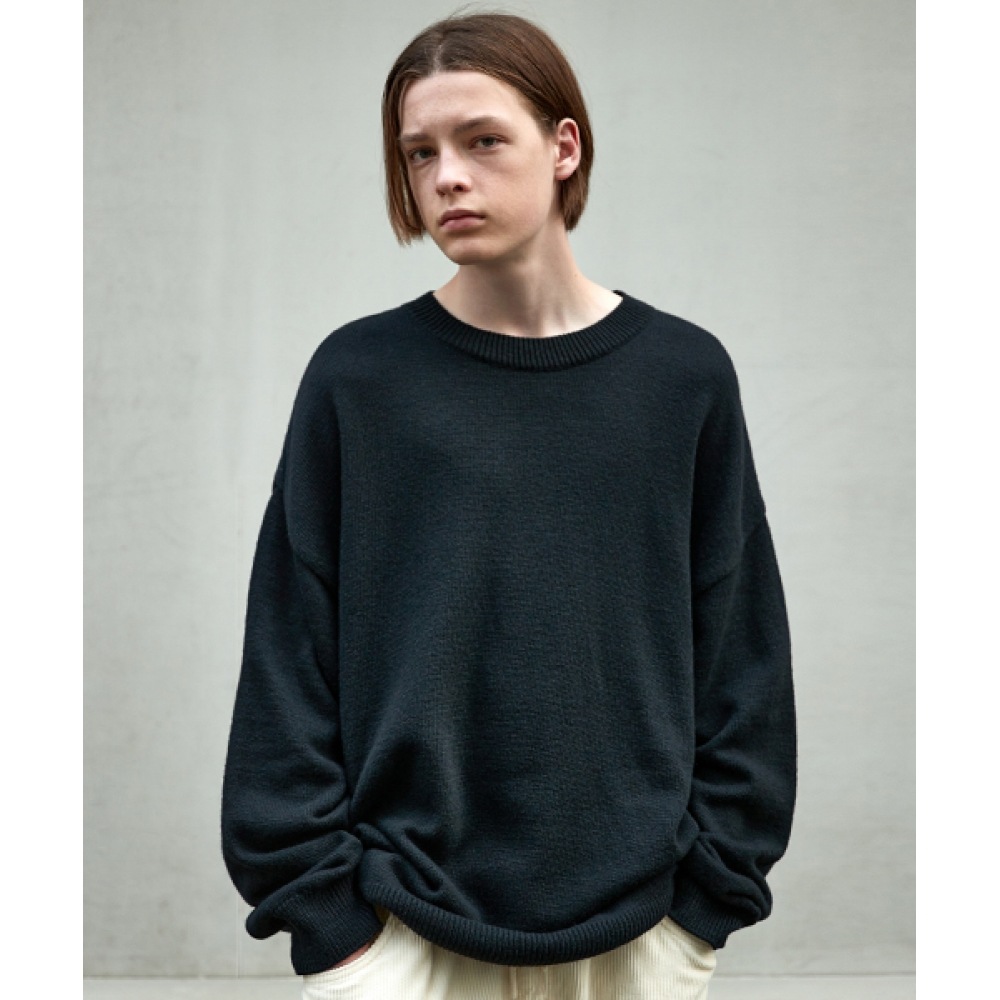 MINIMALPROJECT ウール刺繍ラウンドニット MNT103 [BLACK]