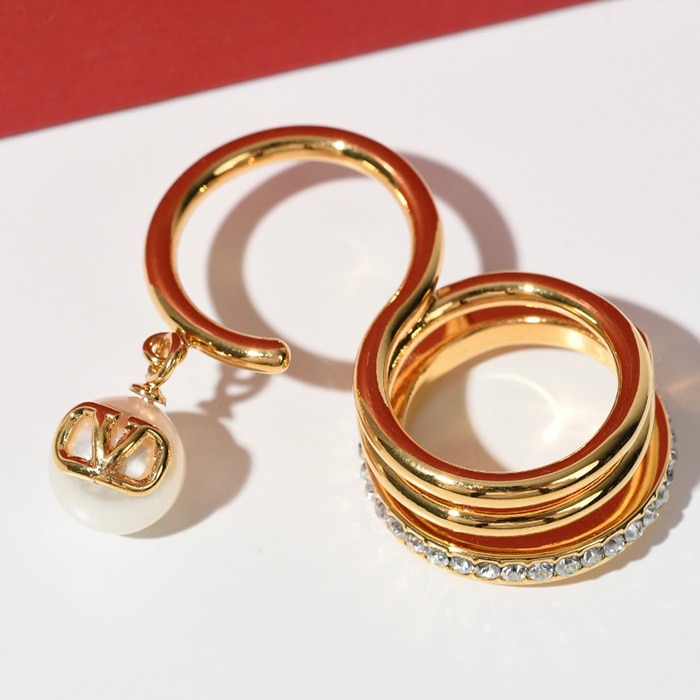 バレンチノ Vロゴ シグネチャー パールリング 指輪 アクセサリー J0S44 QVS Vロゴ シグネチャーメタル ギフト