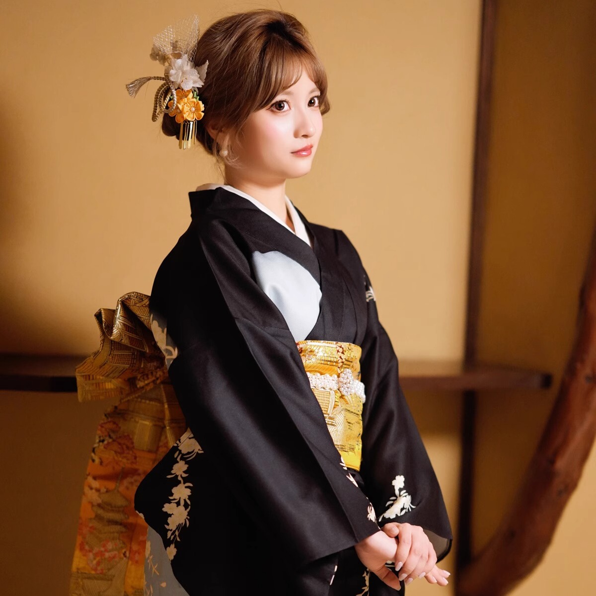 【本日限定2025new】 浴衣 レディース 花柄 浴衣 ブラック コラージュデザイン 浴衣セット 女性和服 女性浴衣 腰帯 ゆかた