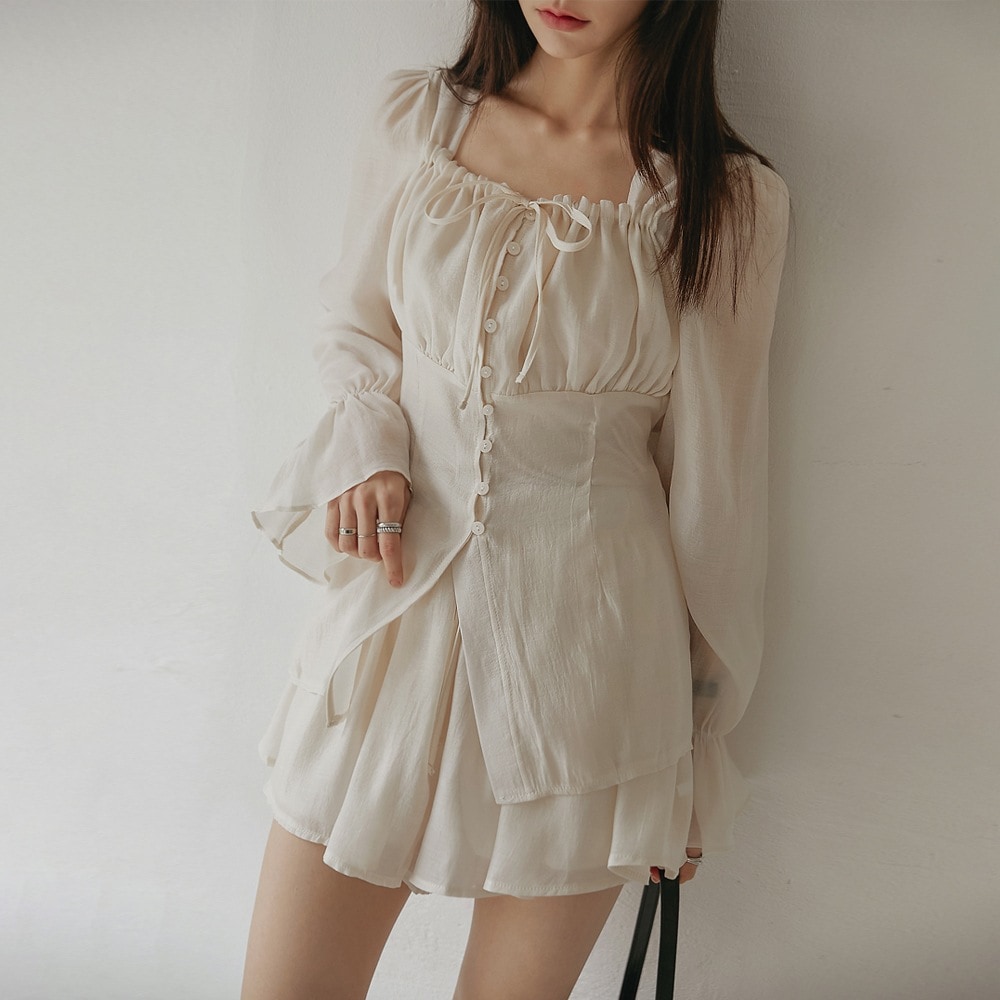 ソルドシフォンシャーリングブラウス2ピースセット