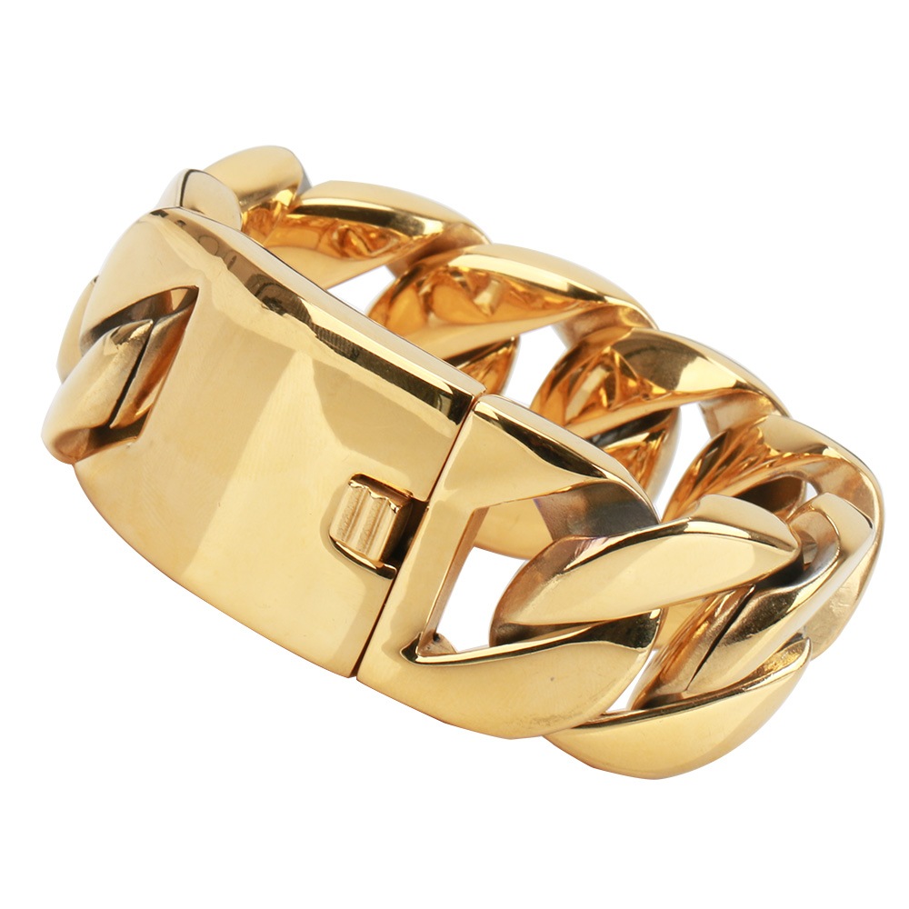 太幅チェーンブレスレット [b008-gold] 8,833円