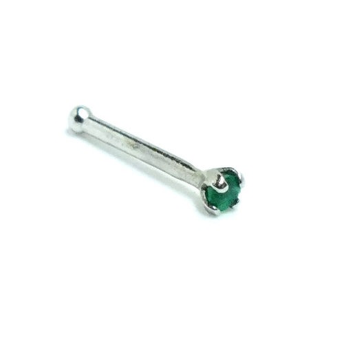 エメラルド（1.5mm） プラチナ950 ノーズスタッド 鼻ピアス 20G ボディピアス 本物 ノストリル 20ゲージ 男性 女性 プレゼント 緑色 翠玉 高級 記念日 p9nst-20-em15