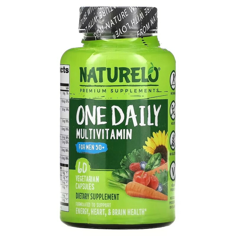 NATURELO, 50歳以上の男性用ワンデイリーマルチビタミンベジカプセル60粒