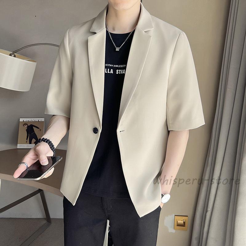 薄手 テーラード 夏 ブレザー ホスト テーラードジャケット 新規販促サマージャケット メンズ 細身 半袖ジャケット スリム 紳士服アウターテーラード