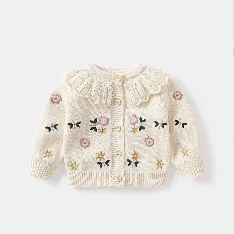 子供ニットカーディガン女の子秋服2024新しいスタイル子供セータージャケットベビートップス秋