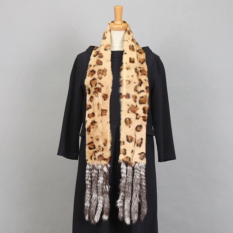 キッドラム ファー マフラー アニマルプリント ラビットフリンジ レディース ギフト プレゼント