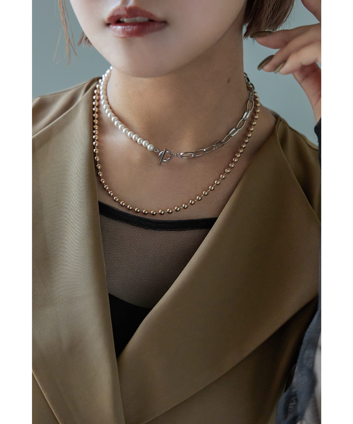 マルチウェイパールボールチェーンネックレス レディース 大粒パール マンテル ロング ショート ブレスレット アクセサリー ゴールド シルバー 普段使い フォーマル パーティー 結婚式 セレモニー