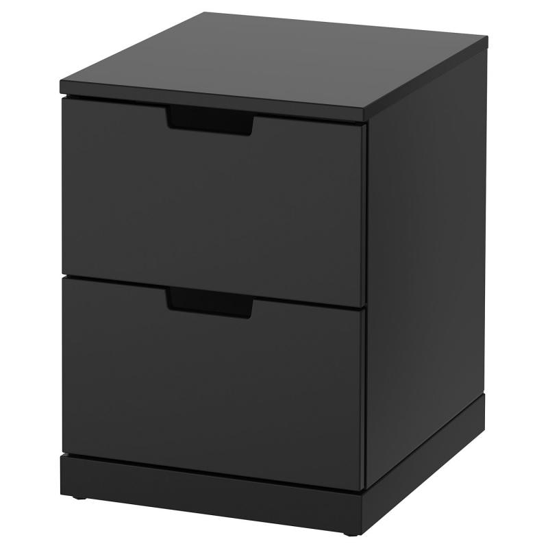 NORDLI ノールドリ チェスト（引き出し×2） - チャコール 40x54cm