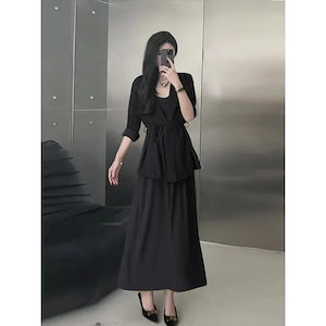 プラスサイズレディーススーツスーツ気質サスペンダードレススリムスーツツーピーススーツドレススーツドレス女性用ドレス通勤用キャリアドレス気質エレガントスーツ