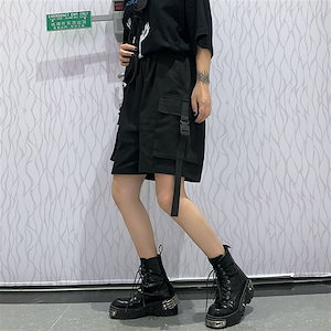韓国ファッションユニセックスハーフパンツ BFカジュアルハーフパンツ ワイドレッグショーツカップル服