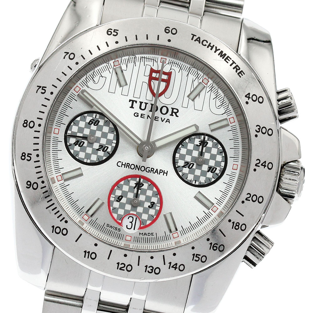チュードル TUDOR 20300 スポーツクロノグラフ デイト 自動巻き メンズ 保証書付き_903363【中古】