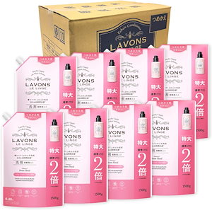 ラボン(Lavons) 【ケース販売】 柔軟剤入り 洗濯洗剤 スウィートフローラル 詰め替え 特大 1500g×8個
