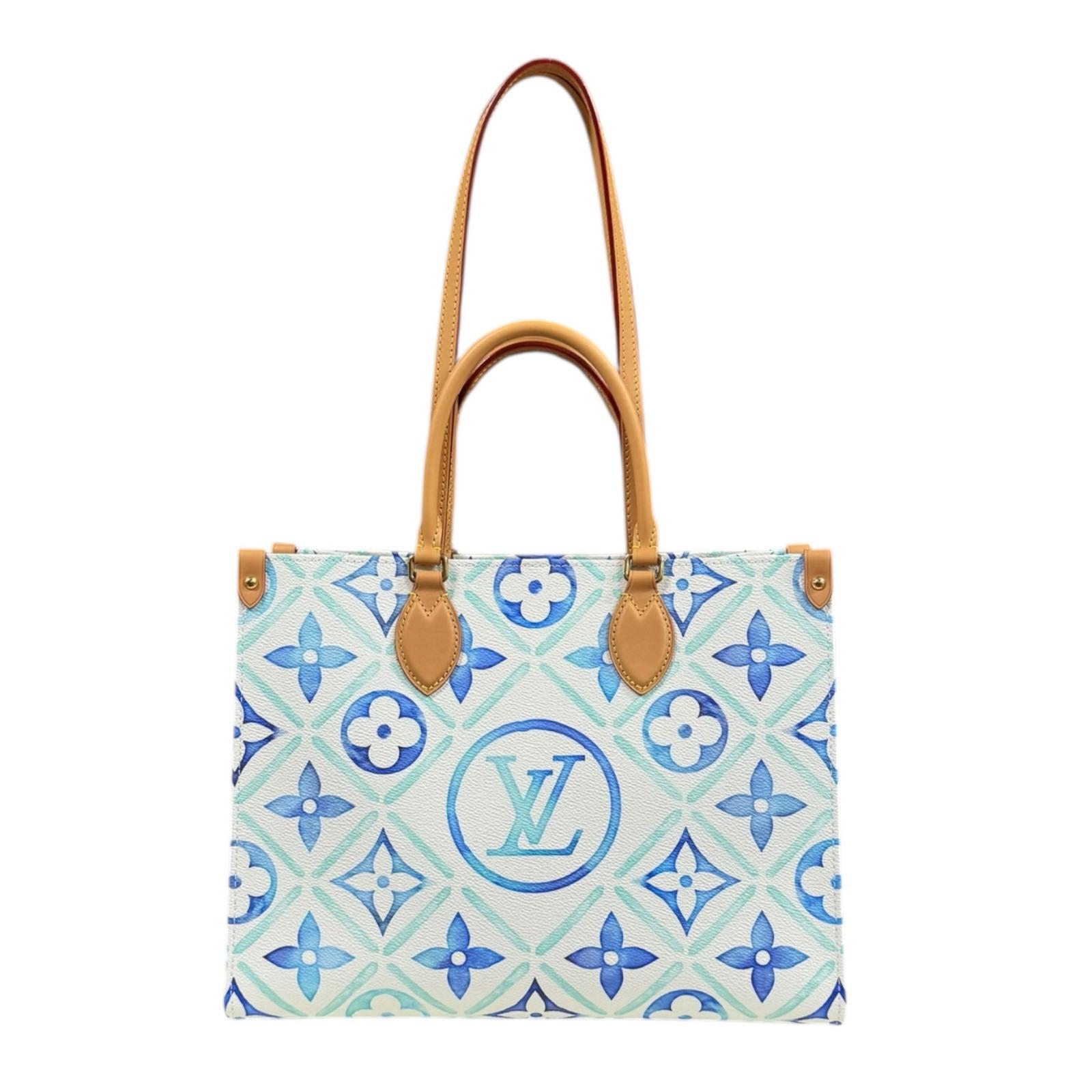 ルイヴィトン オンザゴーMM LVモノグラムタイル ショルダーバッグ PVC M11262 ブルー LOUIS VUITTON 中古 美品