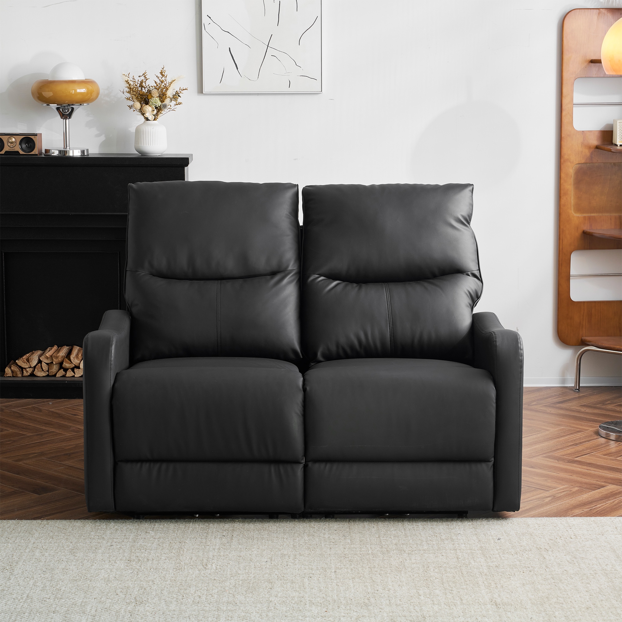 リクライニングチェア リクライニングソファ 2人掛け 電動 リクライニング オットマン一体型 パーソナルチェアー 電動ソファ 耐圧分散 リクライニングチェア 一人暮らし 二人掛け【ブラック】 WF32