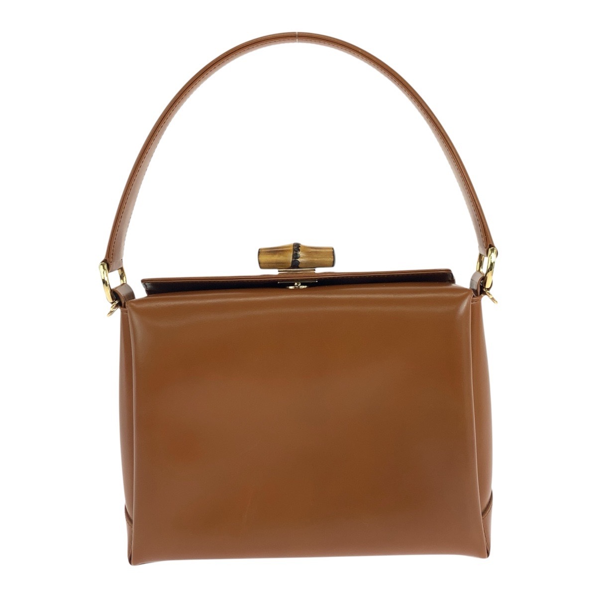 美品 ヴィンテージ バンブー ブラウン ゴールド金具 レザー 000 926 0175 ハンドバッグ ショルダーバッグ レディース 504624