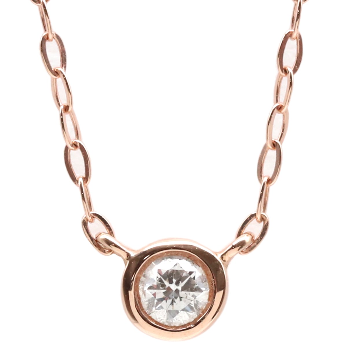 4℃ 4℃ ネックレス K18PG ダイヤモンド ピンクゴールド Au750 K18 PG 1P 一粒 ダイヤ 【中古】