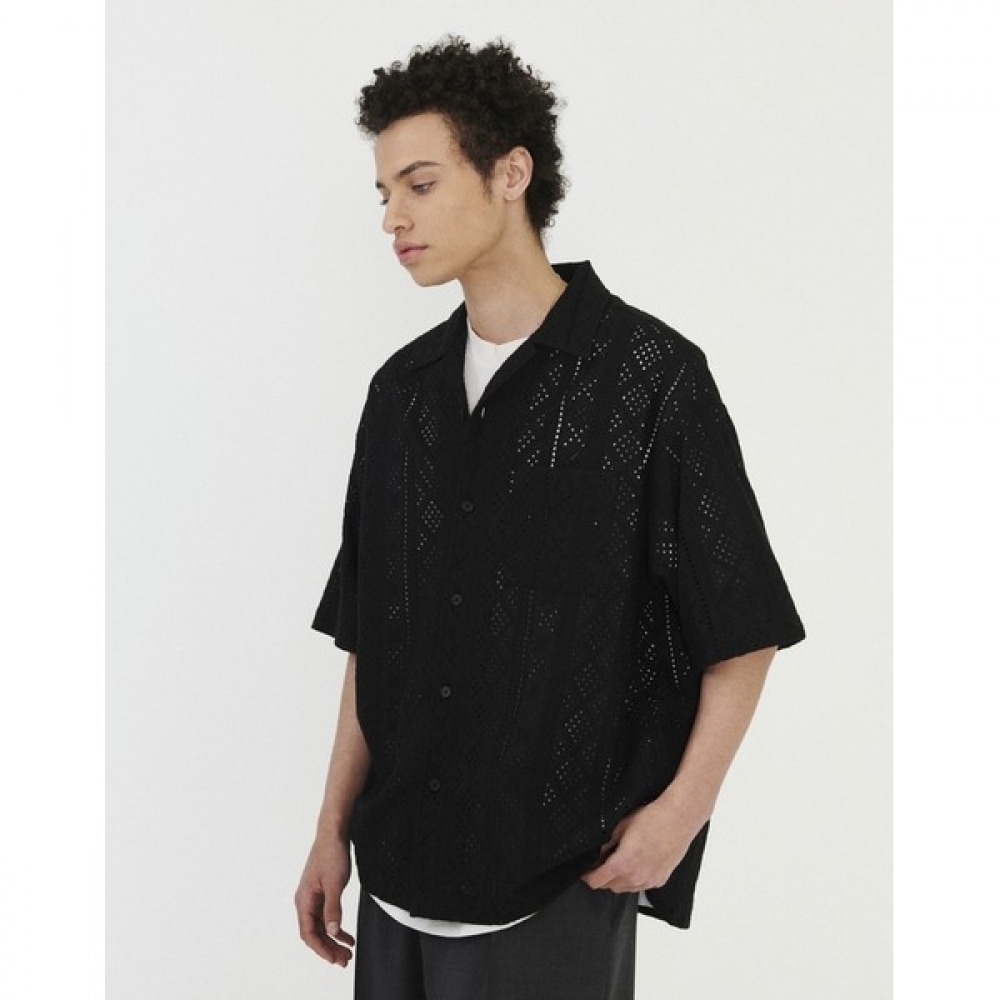 (ヘッジズ) 24SS かぎ針編みシャツ HZSH4E804BK 8,160円