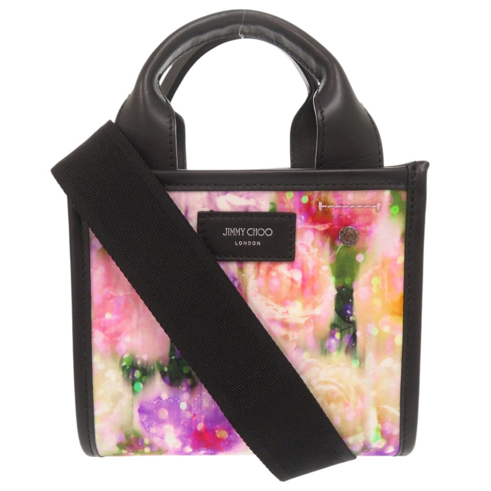 美品 2WAY ミニバッグ 花柄 ハンドバッグ ナイロン/レザー ピンク 0455【中古】 レディース