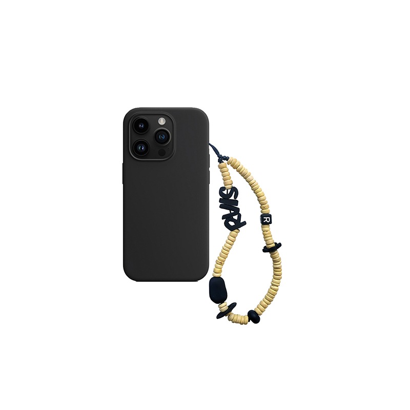 nature beads phone strap yellow