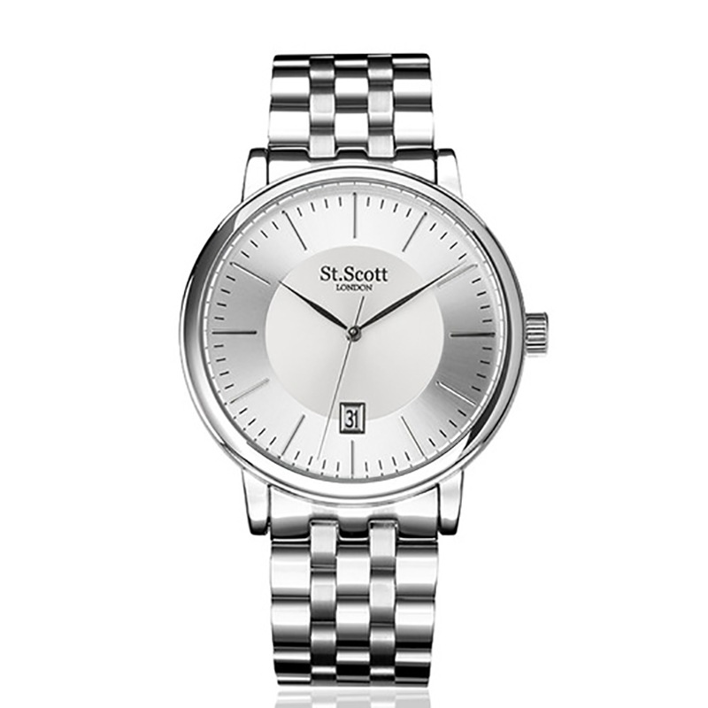 ST5106SSS Men Watch Alloy Metal Case Non-Scratch Hard Mineral Glass Sunray Dial