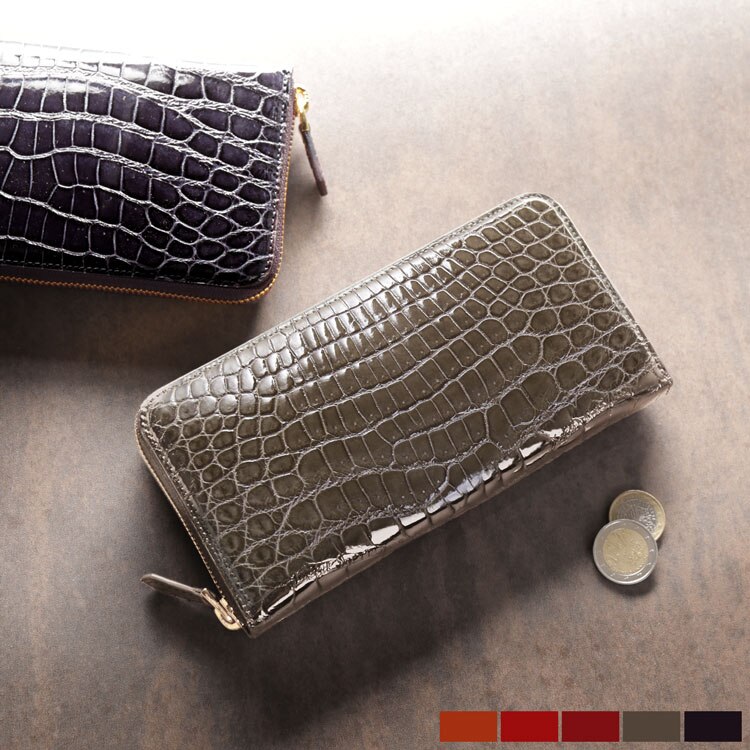 クロコダイルレザー長財布シャイニング