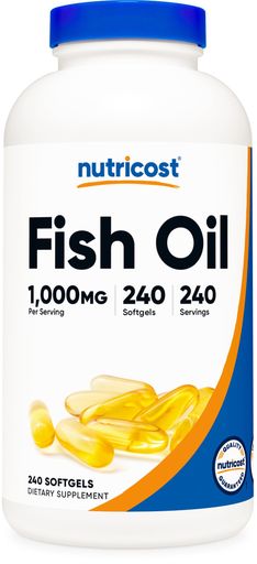 Nutricost (ニュートリコスト) フィッシュオイル 魚油 オメガ3 1000mg(オメガ3の600mg)240ソフトカプセル - 非遺伝子組み換えグルテンフリー