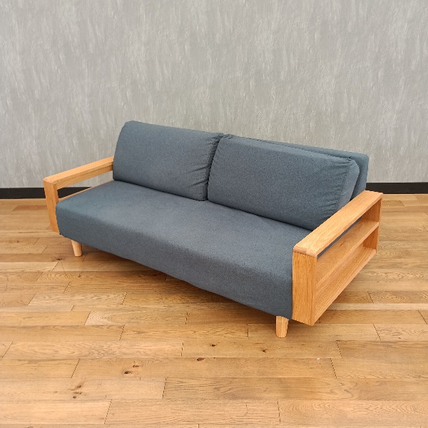 3人掛け ソファ ミディアムブルー 天然木カバーリングソファ ソファー