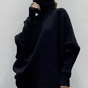 トップス セーター ニット 長袖 スリーブ タートルネック ミディアム丈 アシンメトリー ワイド オーバーサイズ 個性的 S M L XL 黒 緑 グレー カーキ ベージュ きれいめ シンプル 上品