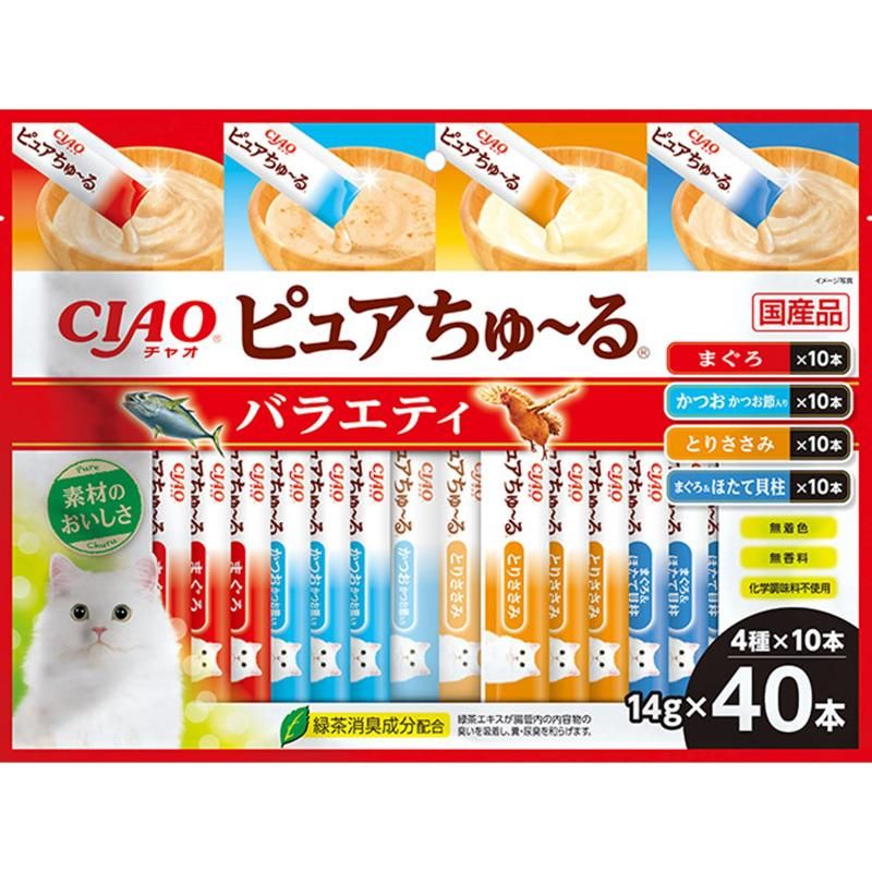 （まとめ買い）CIAO チャオ ピュアちゅ～る バラエティ 14gx40本 猫用おやつ [x3]