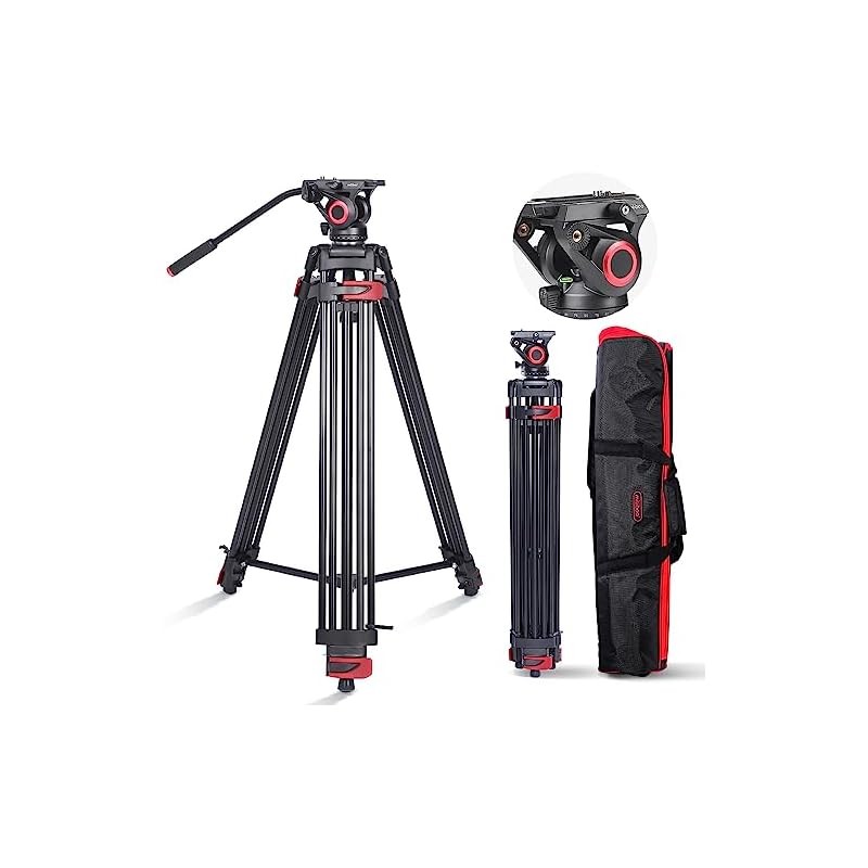 三脚 三脚 ビデオカメラ ビデオ三脚 ビデオカメラ三脚 プロmiliboo 耐荷重10kg 84-193CM高さ 高安定性 ミッドスプレッダー カメラ 三脚 アルミ合金 三脚 一眼レフ 業務用 14
